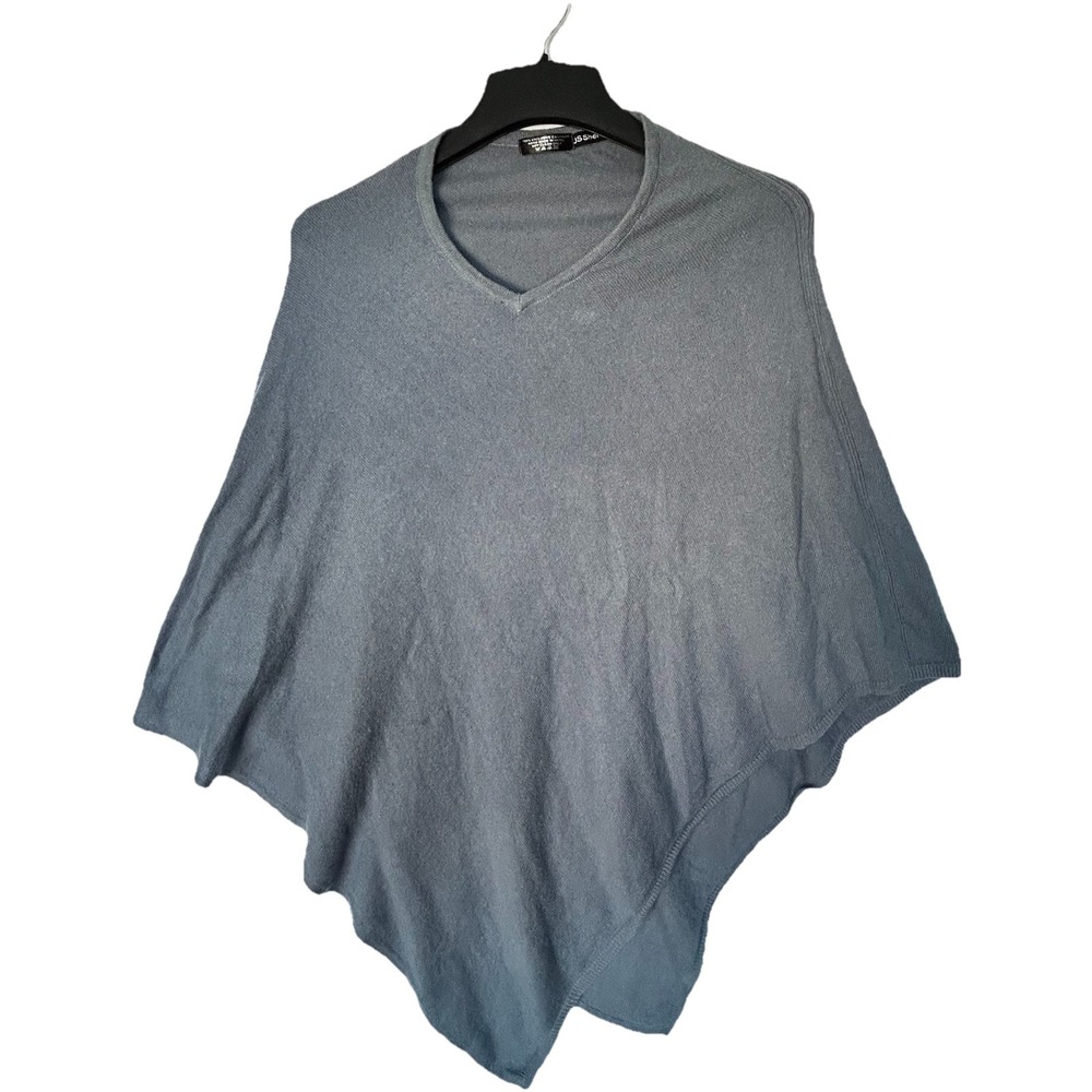 US Sherpa Women's Poncho 100% Cashmere Blue Gray One Size ***Read